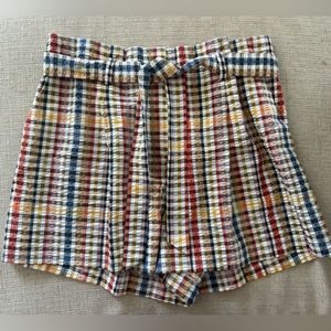 NWT LOFT Plaid Pull On Shorts with Tie Belt